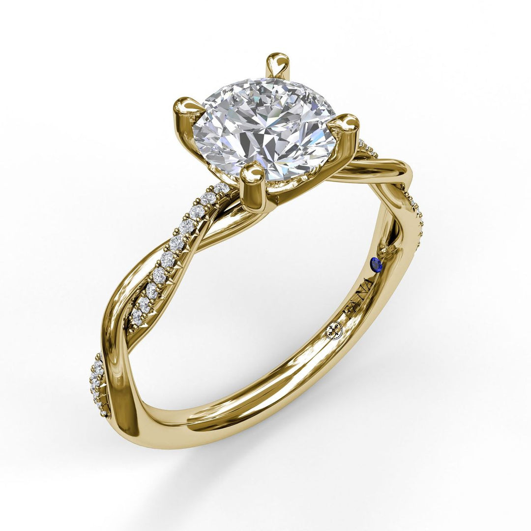 Gold And Diamond Twist Engagement Ring