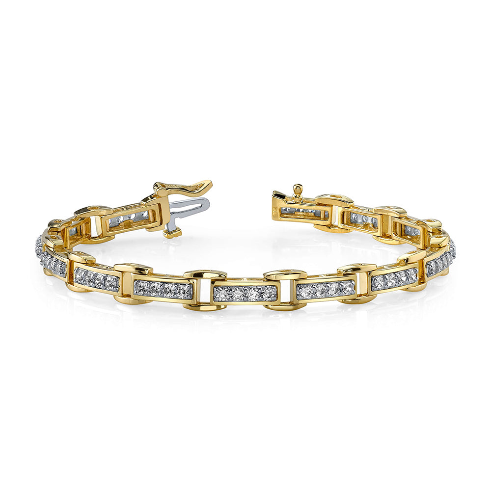 14K Two-Tone Fancy Link 2.94ctw Diamond Bracelet