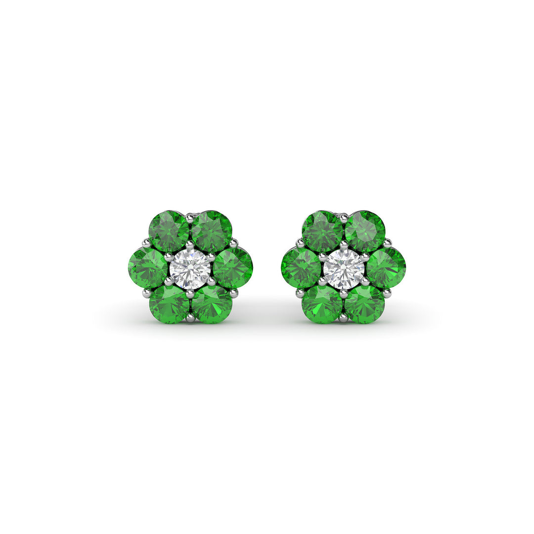 Magnolia Emerald And Diamond Stud Earrings