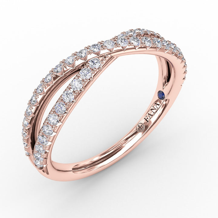 French Pave Crossover Diamond Band