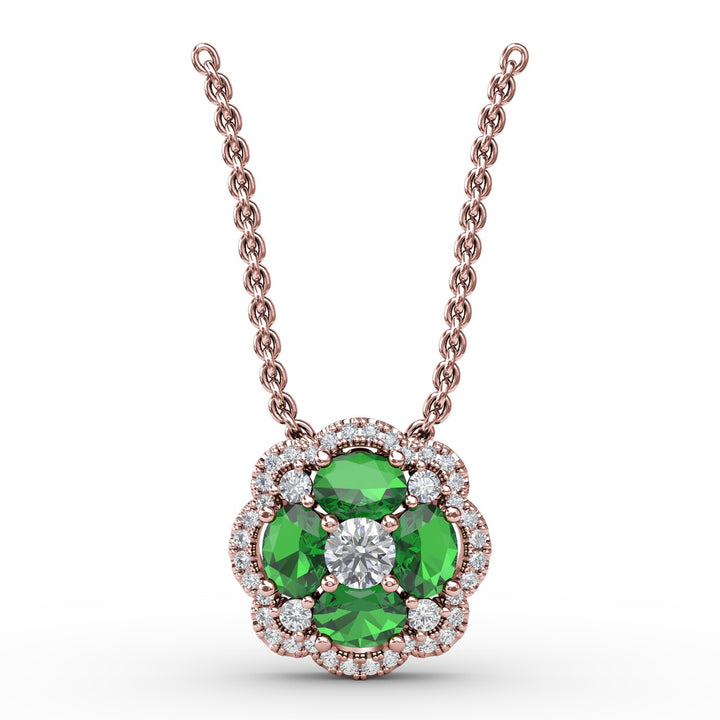 Love in Bloom Emerald and Diamond Pendant
