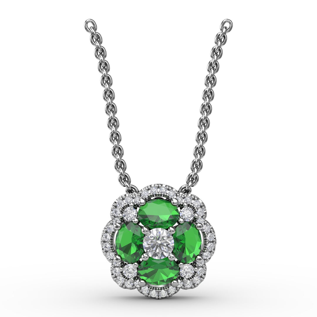 Love in Bloom Emerald and Diamond Pendant