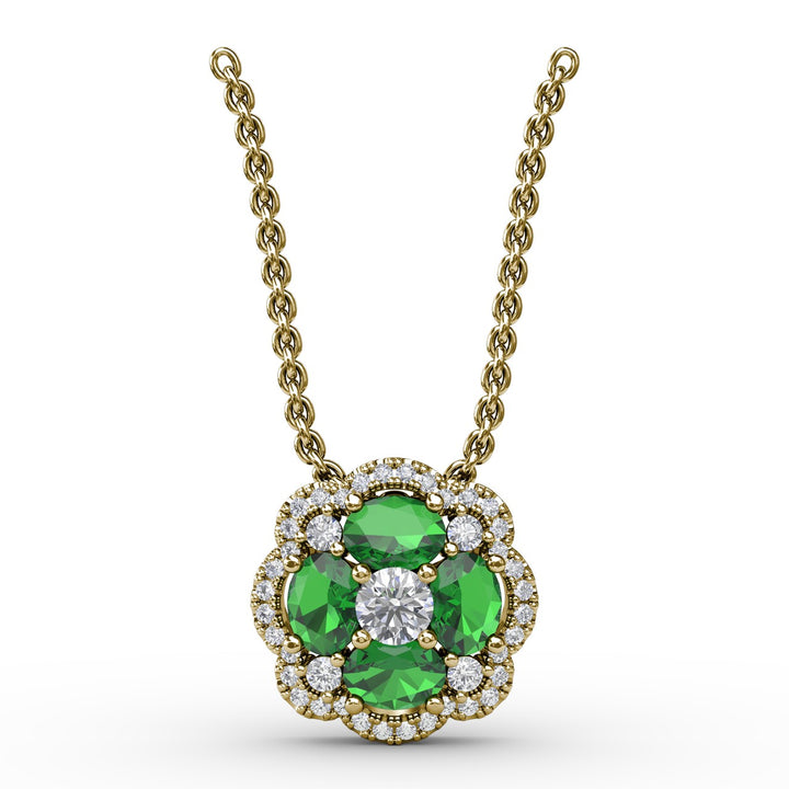 Love in Bloom Emerald and Diamond Pendant