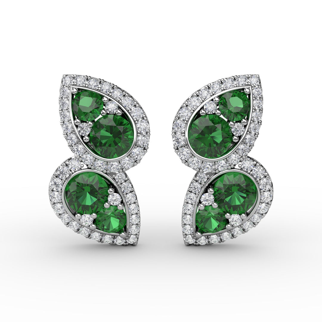 Teardrop Emerald and Diamond Earrings