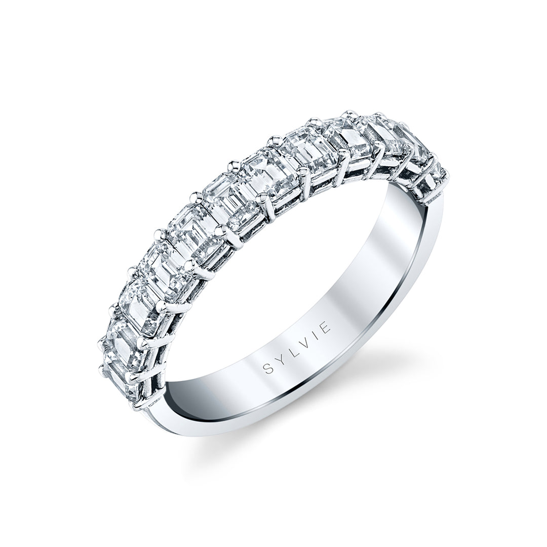 Emerald Shaped Wedding Band