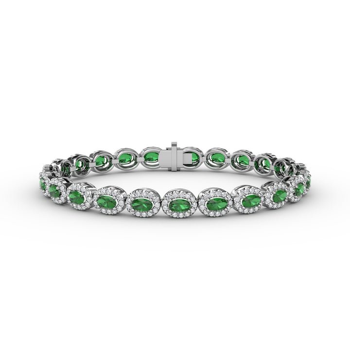 Striking Oval Emerald and Diamond Bracelet