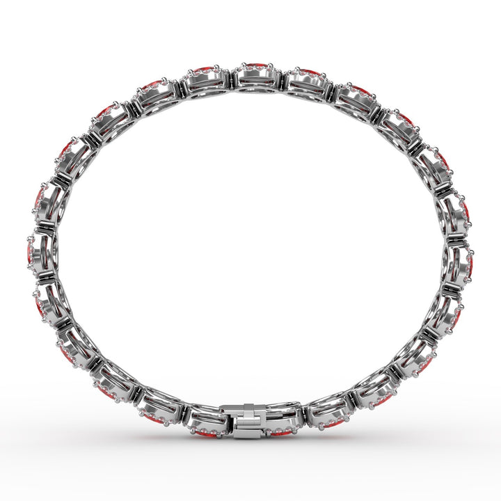 Striking Oval Ruby and Diamond Bracelet