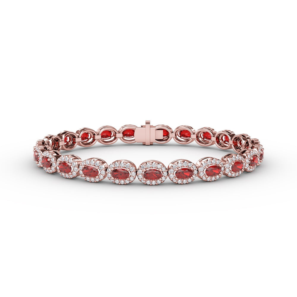 Striking Oval Ruby and Diamond Bracelet