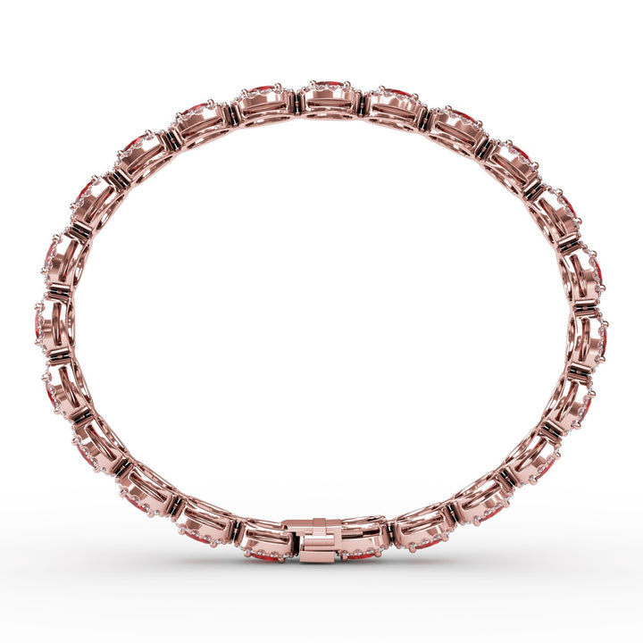 Striking Oval Ruby and Diamond Bracelet