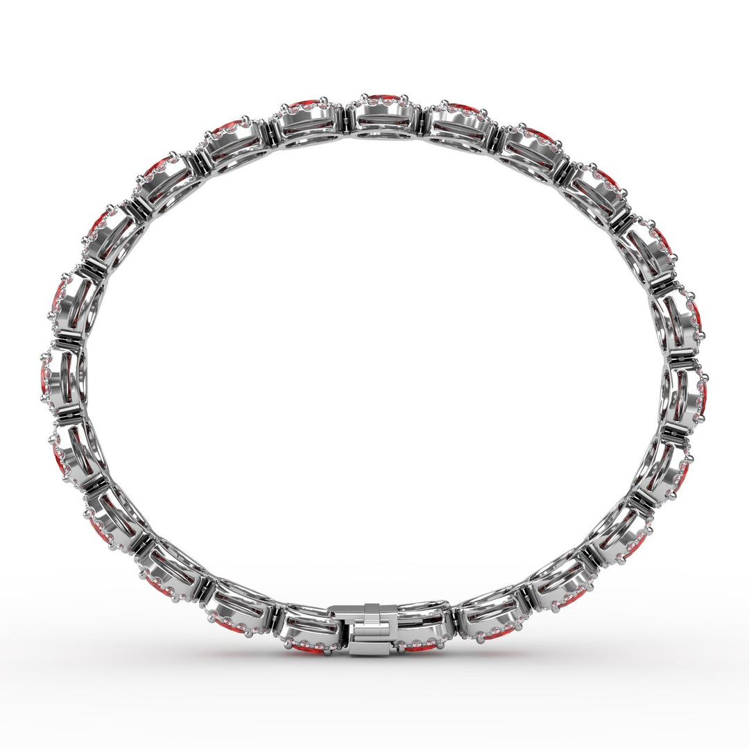 Striking Oval Ruby and Diamond Bracelet