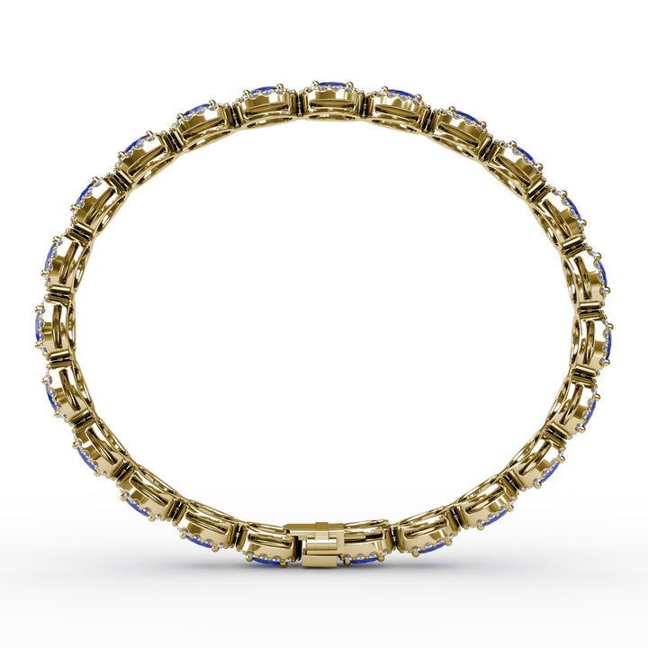 Striking Oval Sapphire and Diamond Bracelet