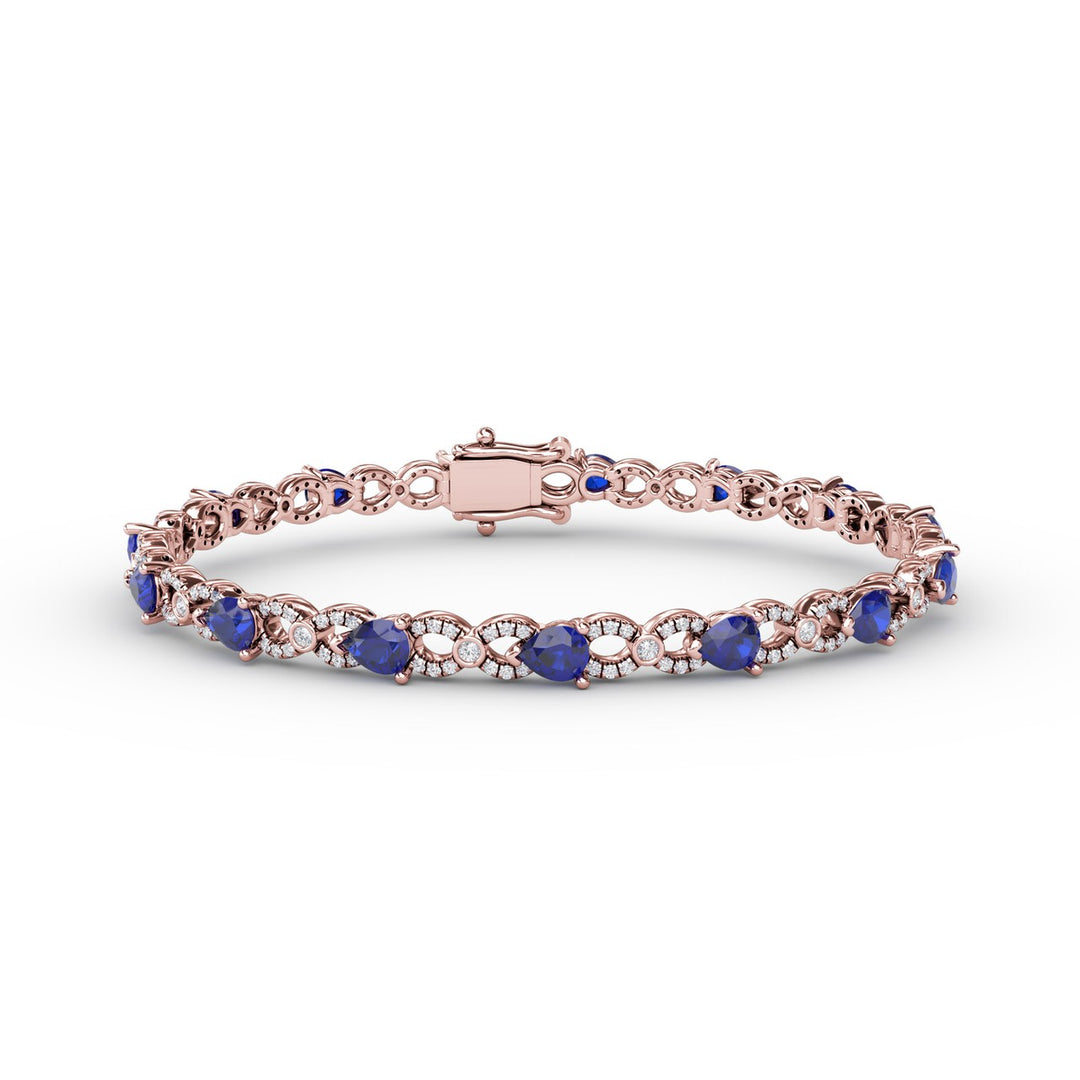 Sapphire and Diamond Pear Shape Bracelet