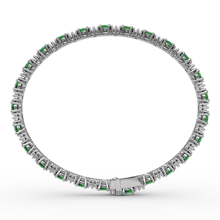 Alternating Emerald and Diamond Bracelet
