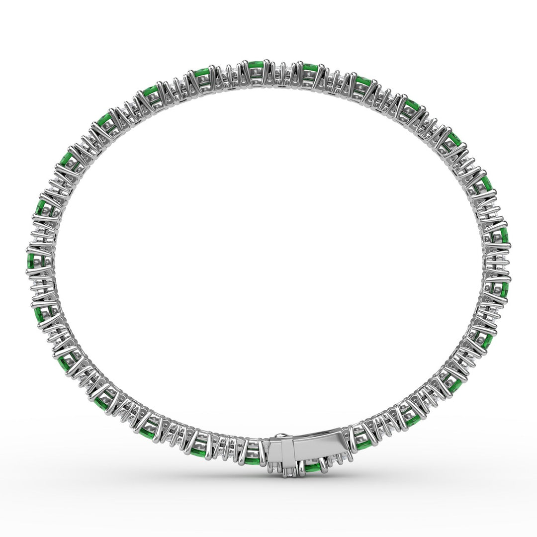 Alternating Emerald and Diamond Bracelet