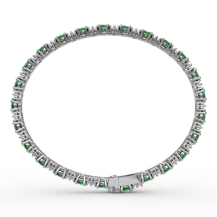 Alternating Emerald and Diamond Bracelet