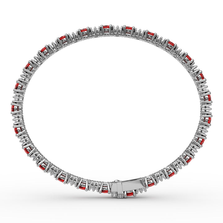 Alternating Ruby and Diamond Bracelet