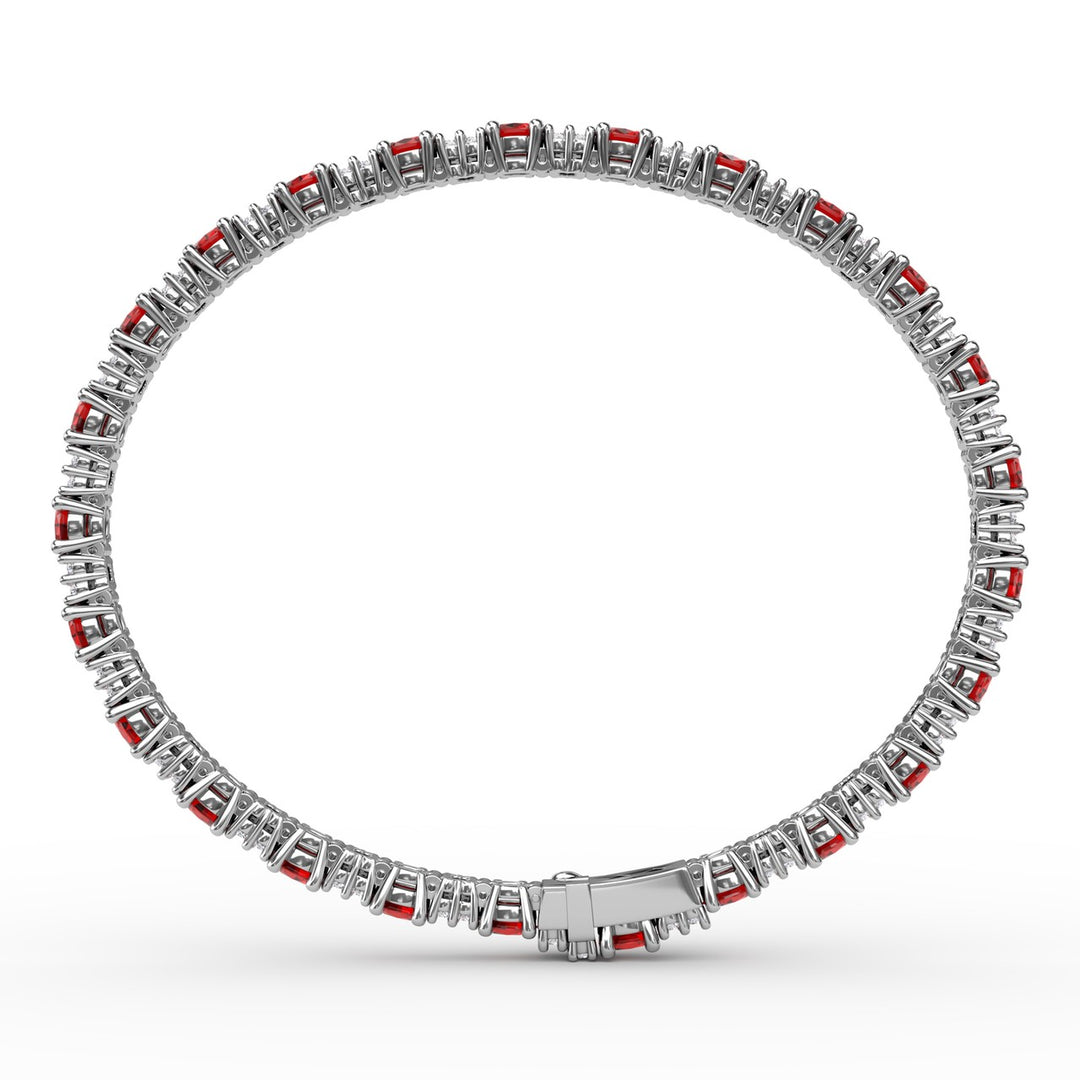 Alternating Ruby and Diamond Bracelet