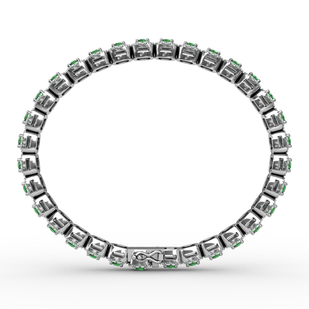 Cushion Cut Emerald and Diamond Bracelet