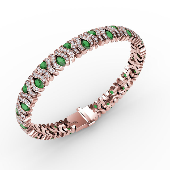 Wave Emerald and Diamond Bracelet