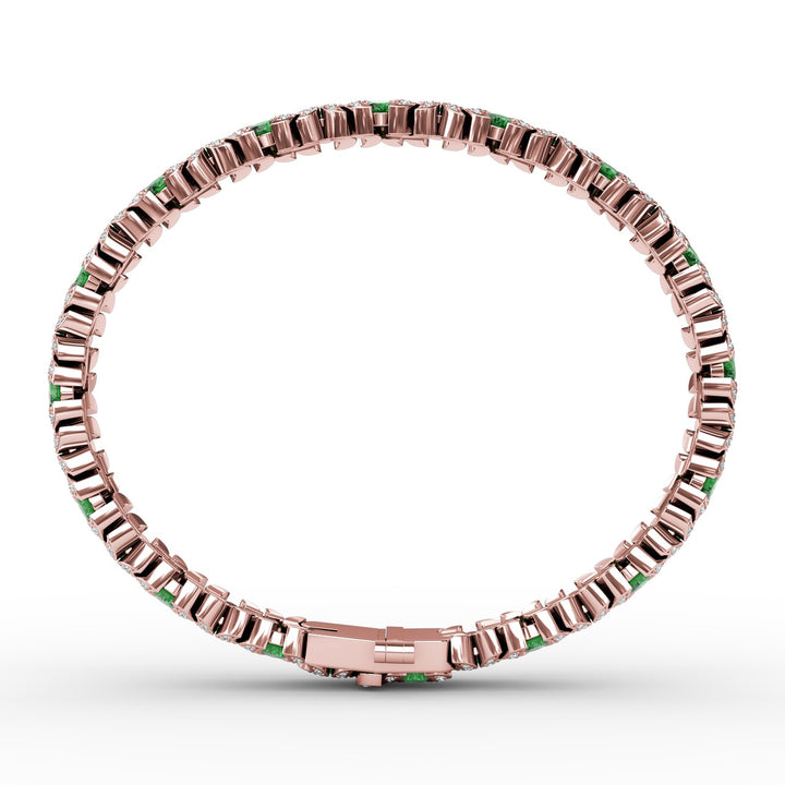 Wave Emerald and Diamond Bracelet