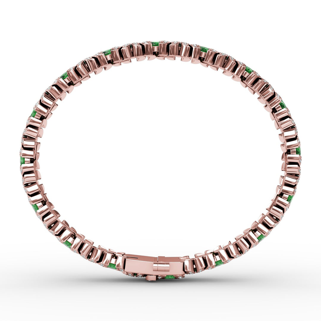 Wave Emerald and Diamond Bracelet