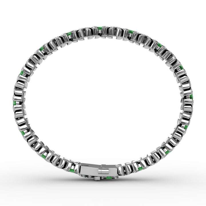 Wave Emerald and Diamond Bracelet
