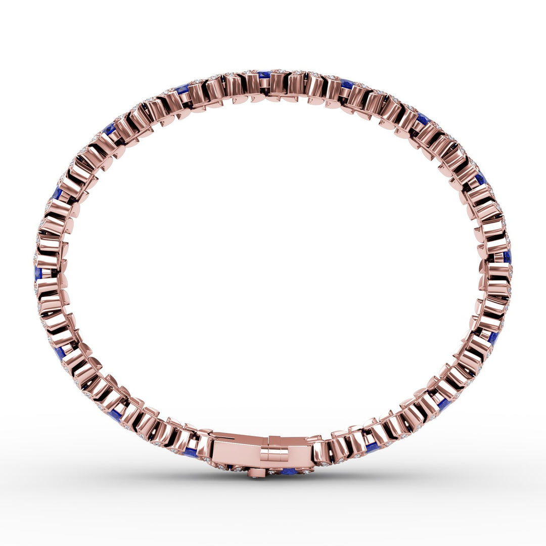Wave Sapphire and Diamond Bracelet
