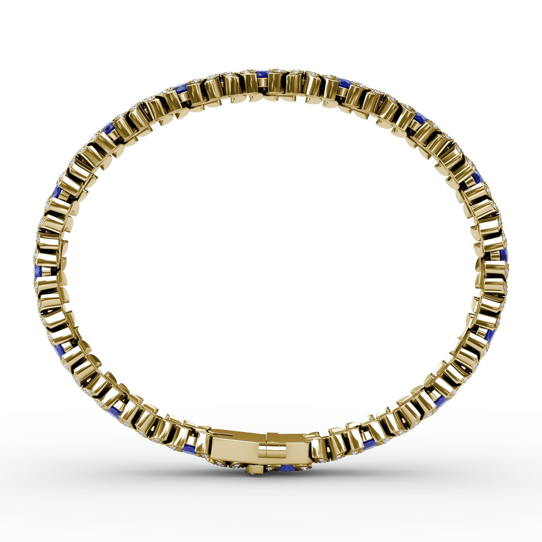Wave Sapphire and Diamond Bracelet