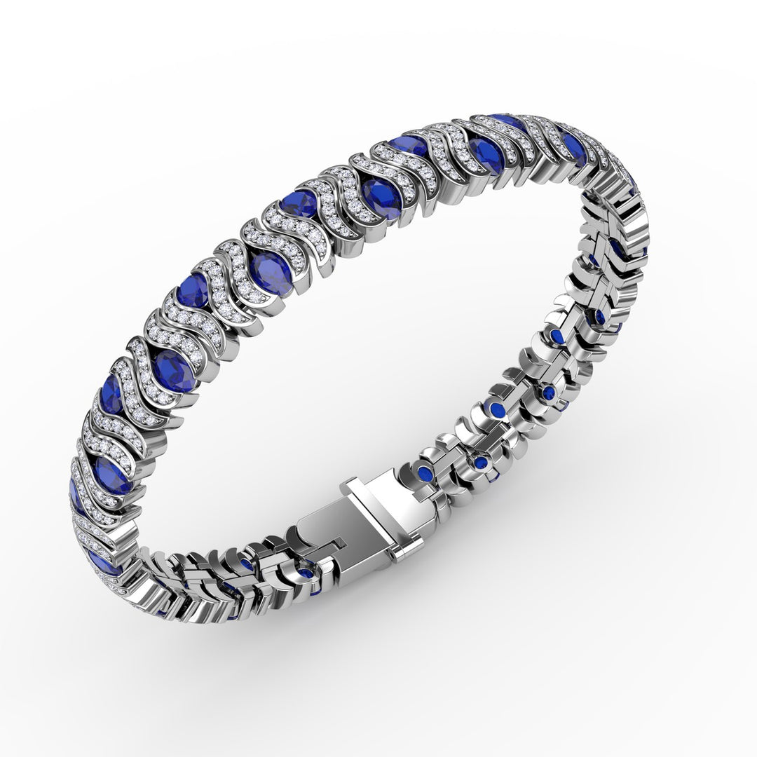 Wave Sapphire and Diamond Bracelet