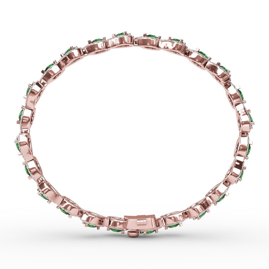 Decorated Emerald and Diamond Bracelet