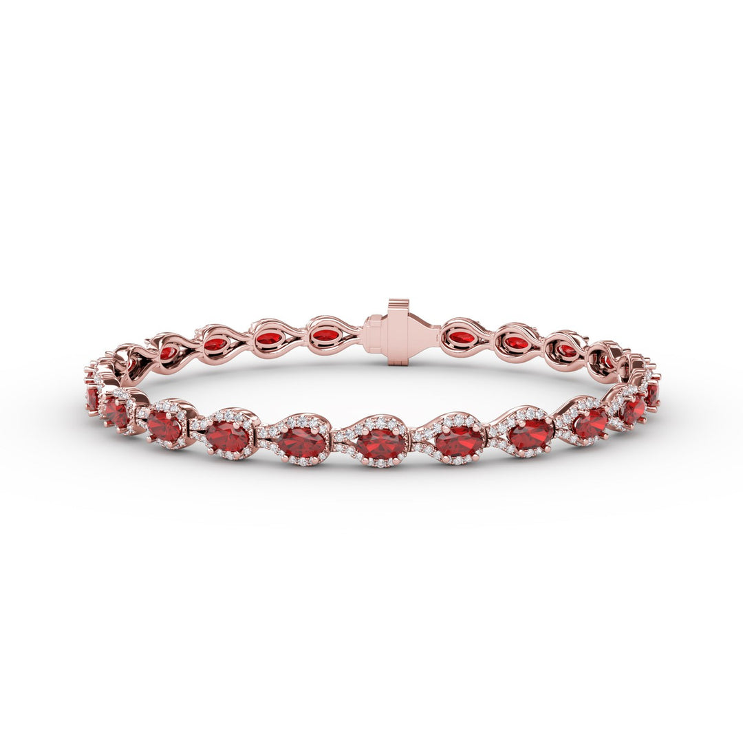 Pear-Shaped Diamond & Ruby Bracelet