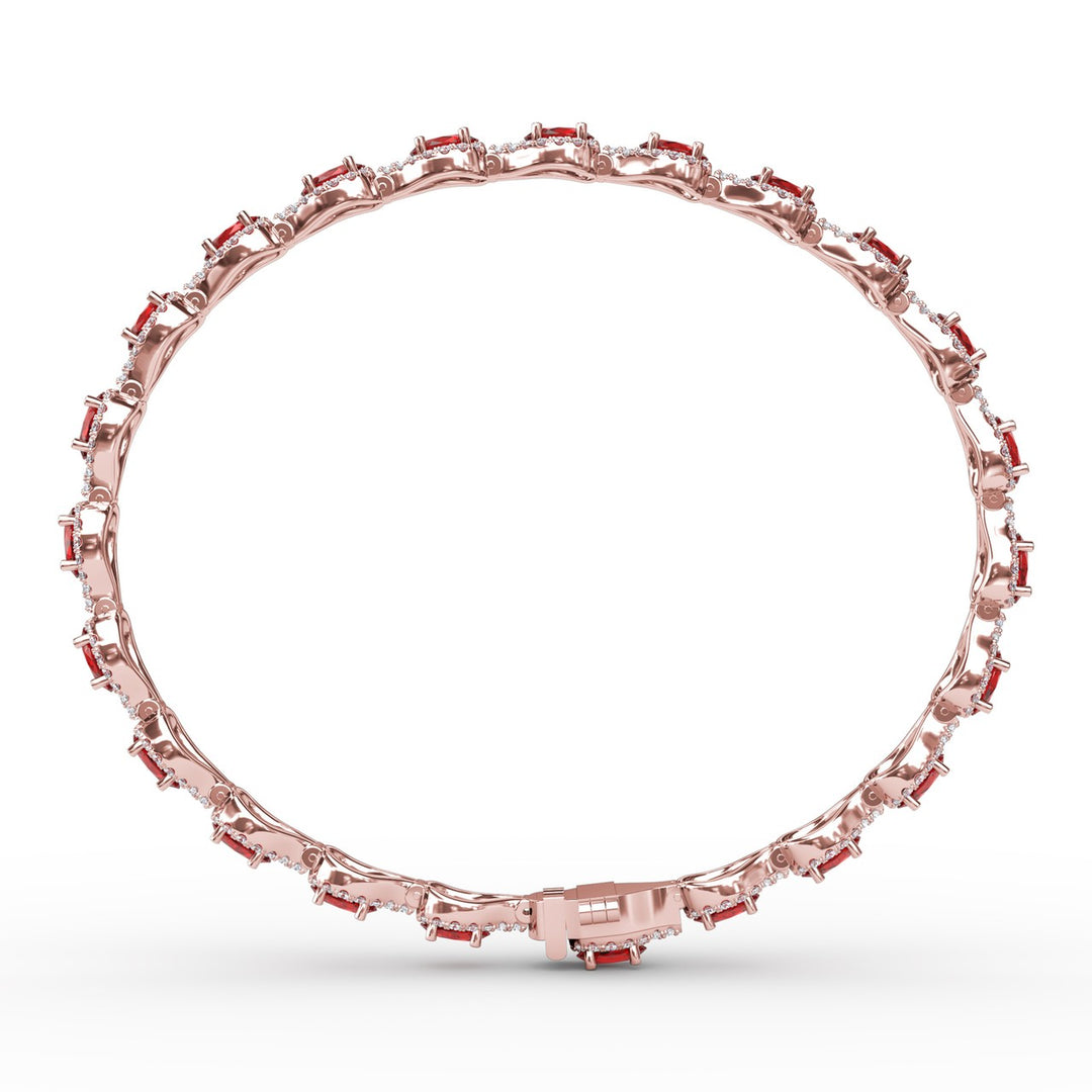 Pear-Shaped Diamond & Ruby Bracelet