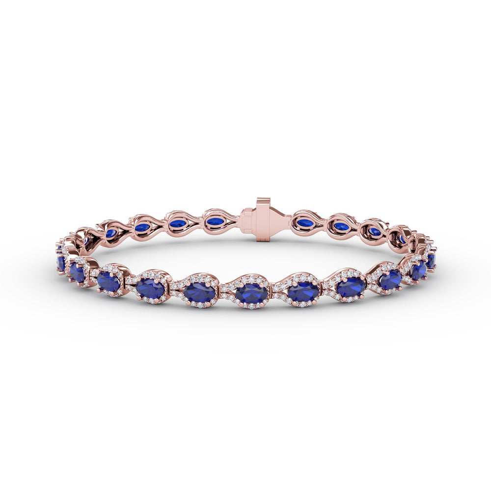 Pear-Shaped Diamond & Sapphire Bracelet