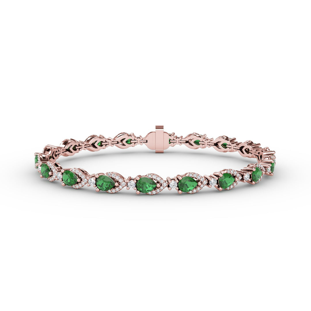 Pear-Shaped Emerald and Diamond Bracelet