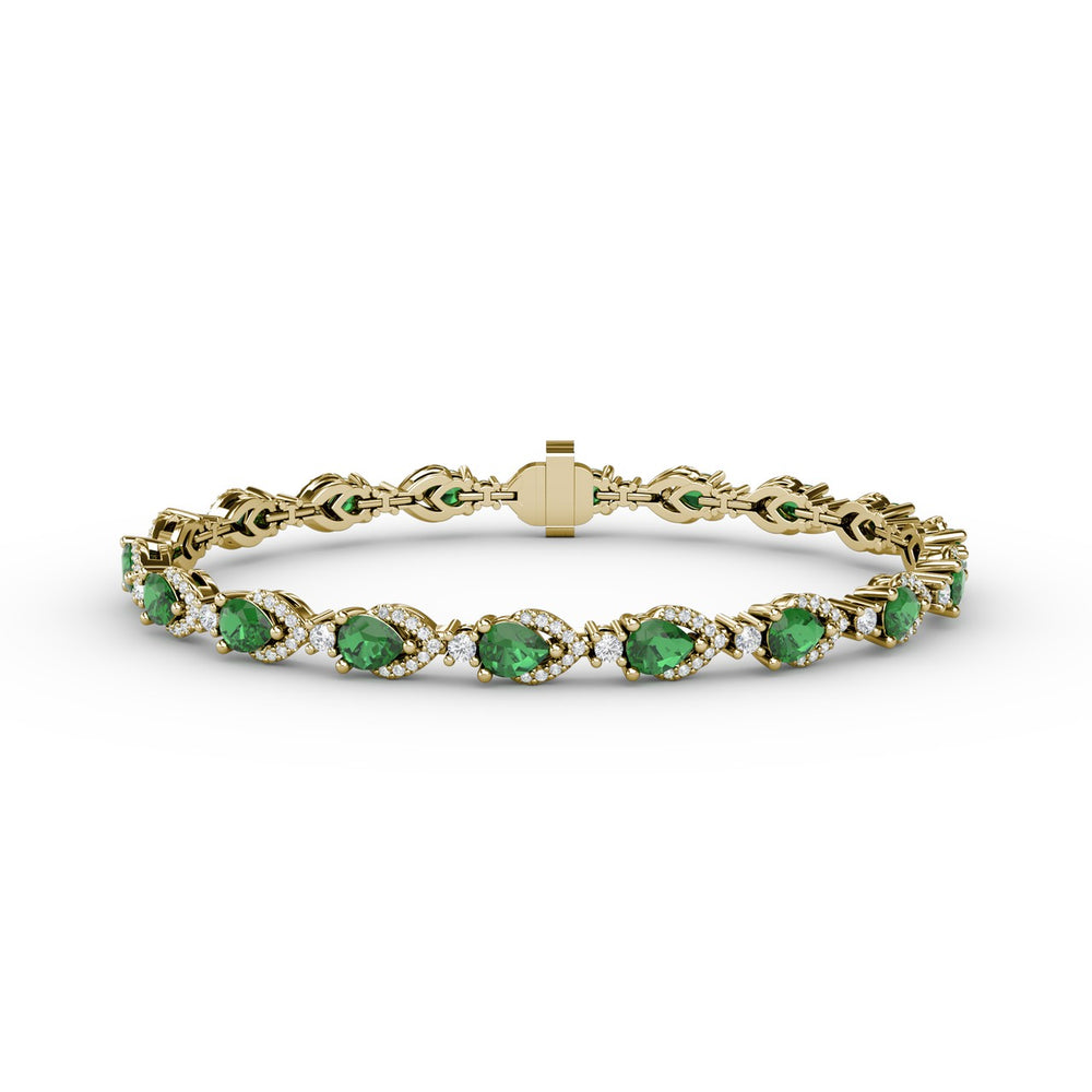 Pear-Shaped Emerald and Diamond Bracelet