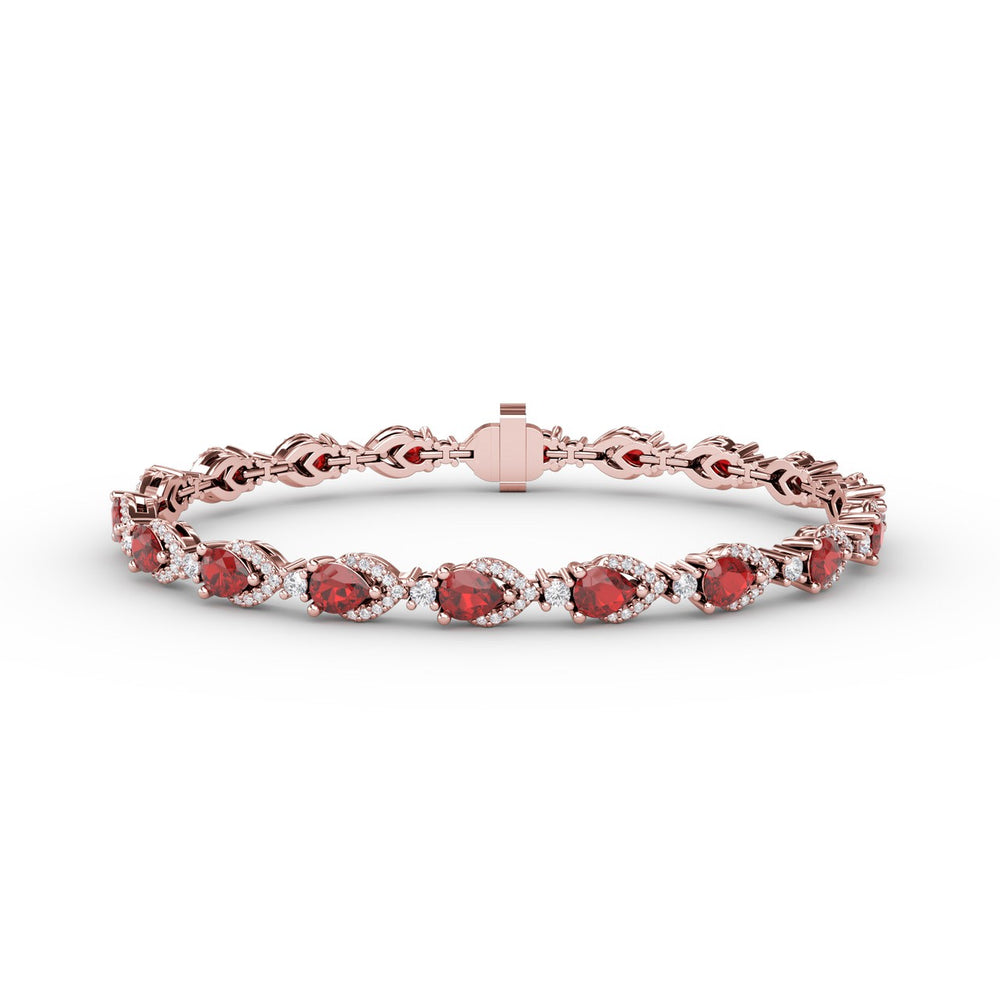 Pear-Shaped Ruby and Diamond Bracelet