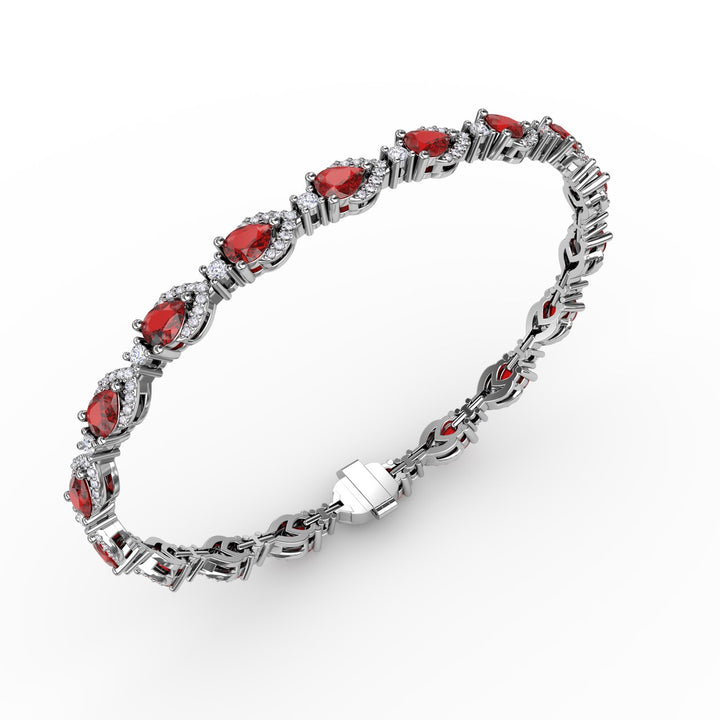 Pear-Shaped Ruby and Diamond Bracelet