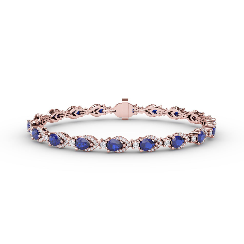 Pear-Shaped Sapphire and Diamond Bracelet