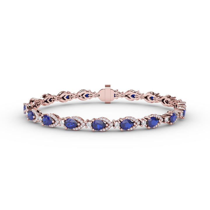 Pear-Shaped Sapphire and Diamond Bracelet