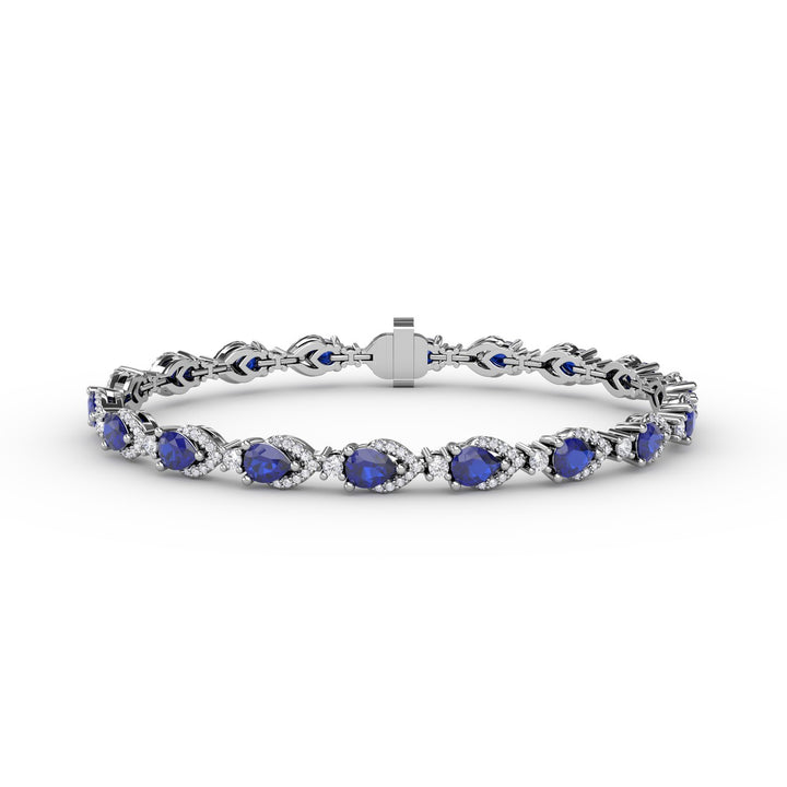 Pear-Shaped Sapphire and Diamond Bracelet