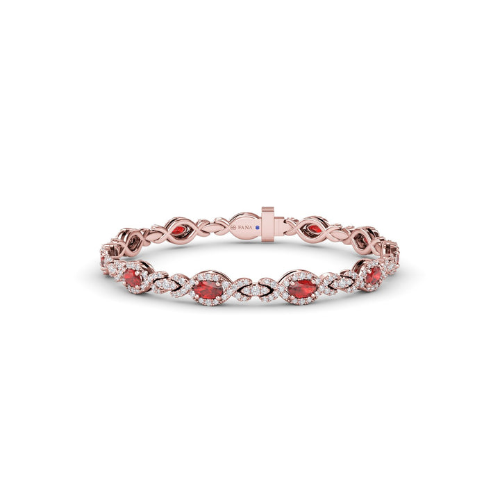 Love Knot Ruby and Diamond Bracelet