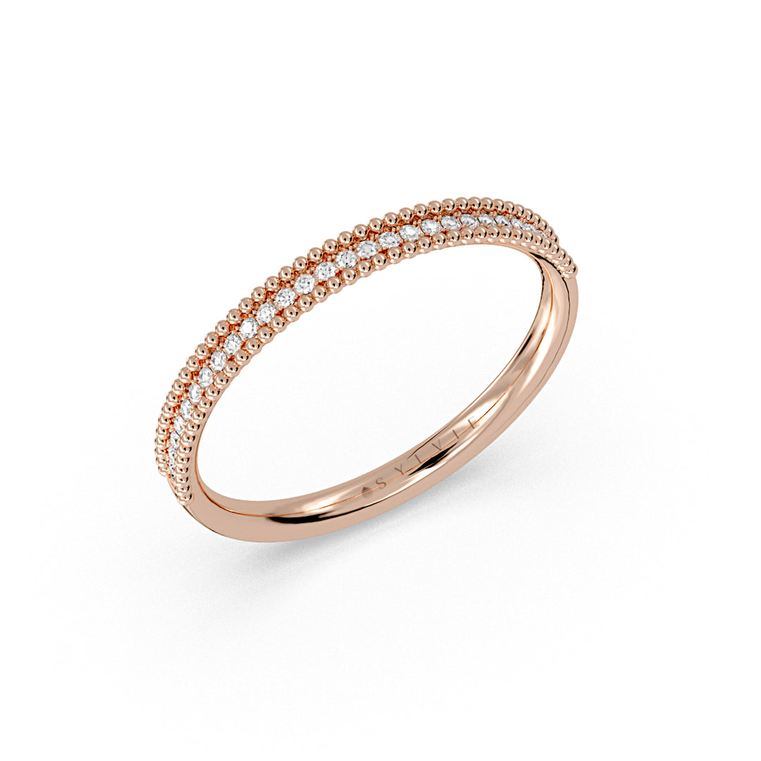 Beaded Channel Diamond Wedding Ring