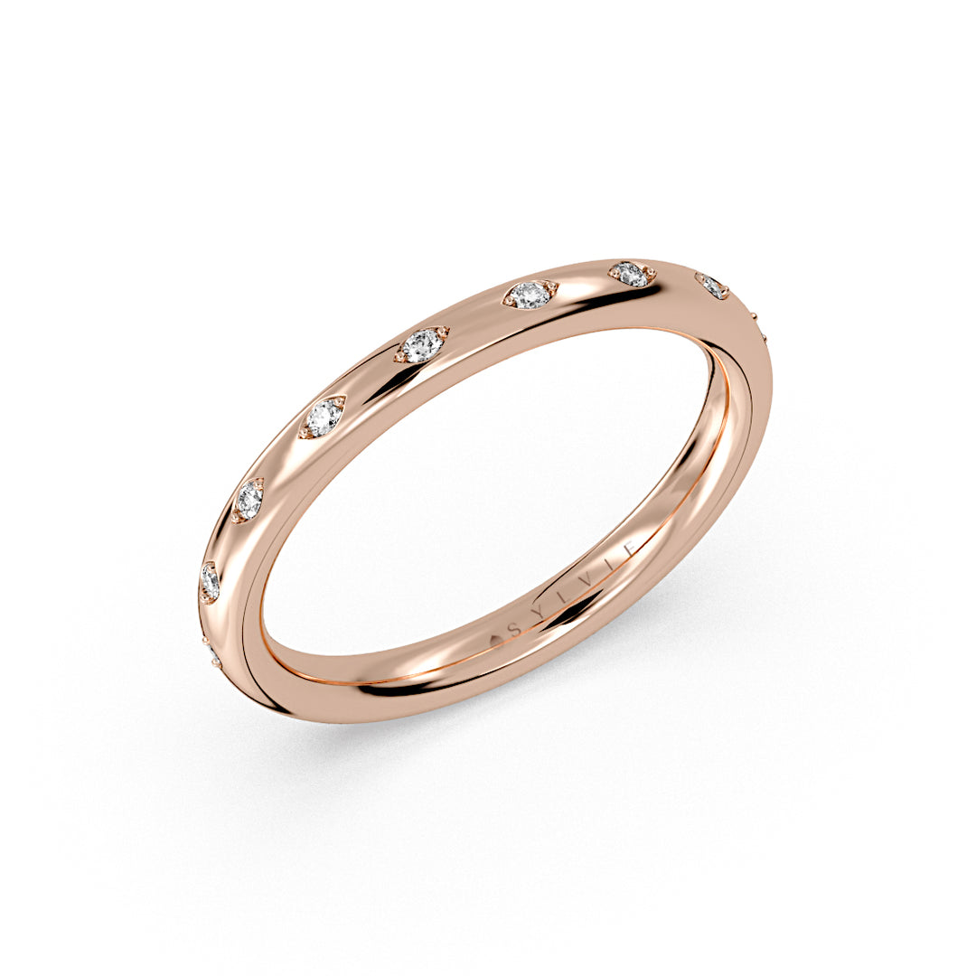 Flush Set Spaced Diamond Wedding Ring