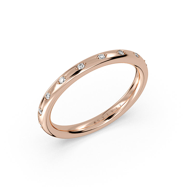 Flush Set Spaced Diamond Wedding Ring