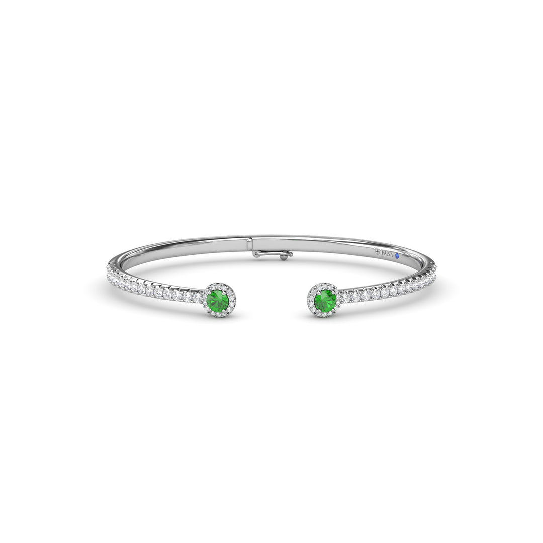 Halo Emerald and Diamond Bangle