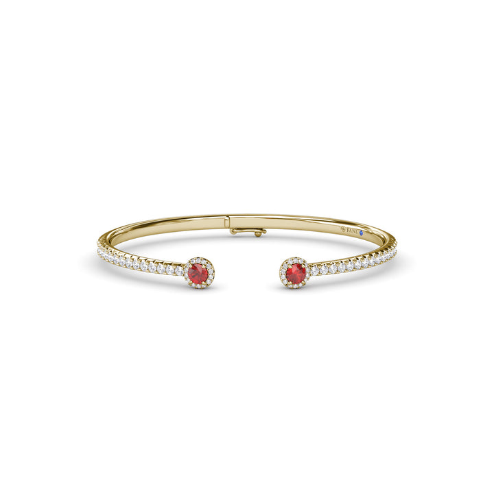 Halo Ruby and Diamond Bangle