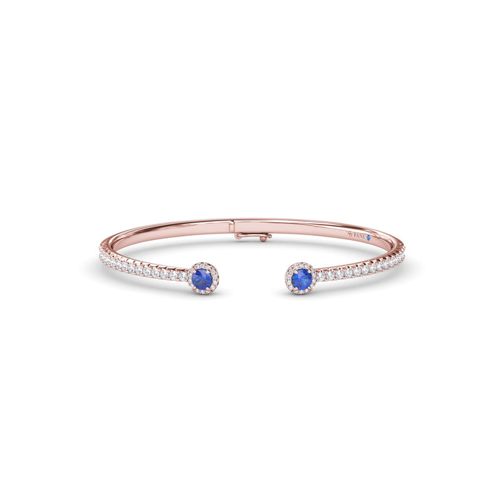 Halo Sapphire and Diamond Bangle