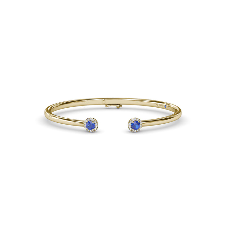 Halo Sapphire and Diamond Bangle