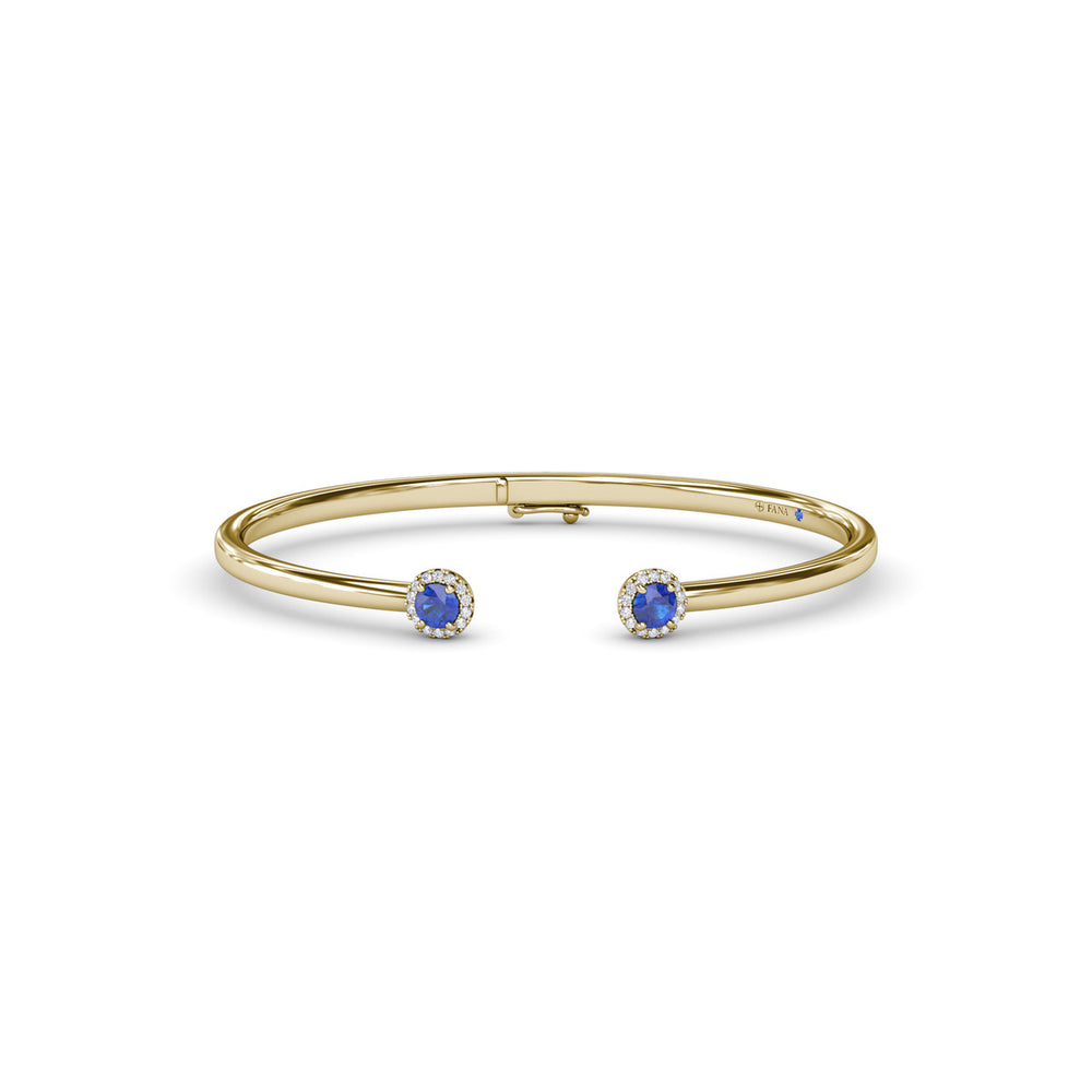 Halo Sapphire and Diamond Bangle