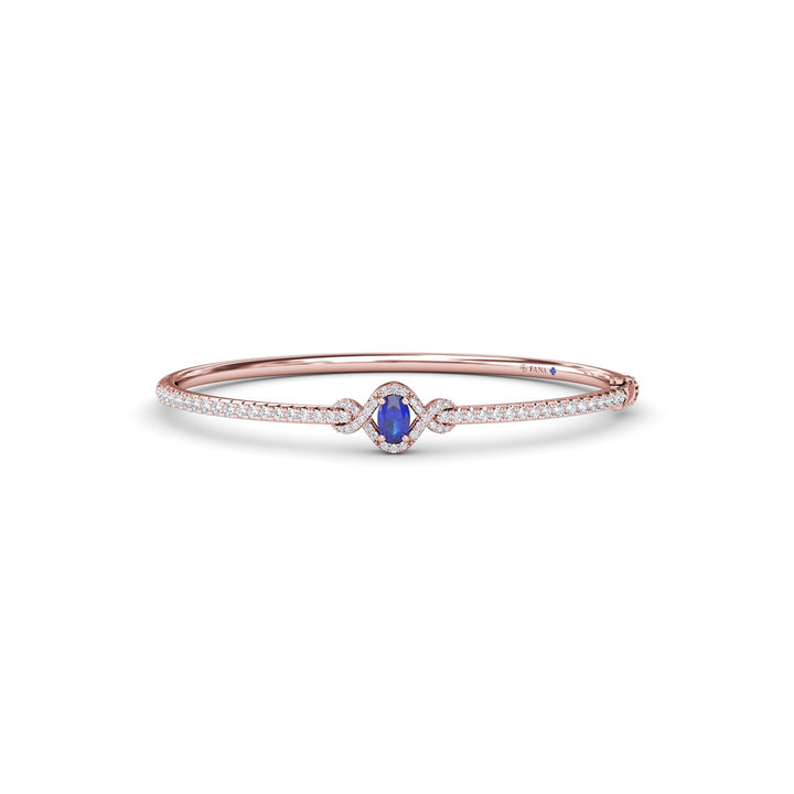 Love Knot Sapphire and Diamond Bangle Bracelet